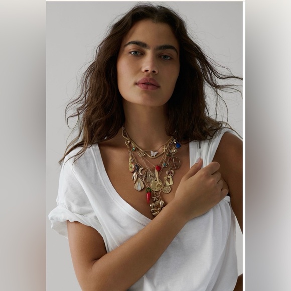 Free People Maximillion Charm Necklace cross my heart - Picture 2 of 5